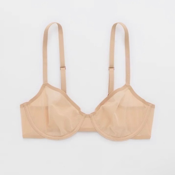 Aerie SMOOTHEZ Beige Mesh Unlined Underwire Balconette Bra - Picture 1 of 8